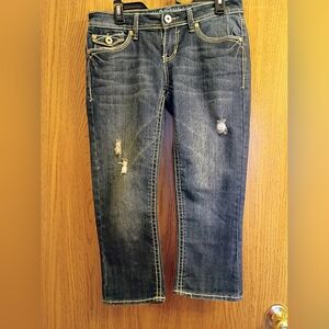 Women’s Distressed Dark Wash Jeans - Blue